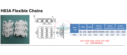 xích chạy cong linh hoạt H83A